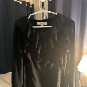 LOFT brand size small, long sleeve black dressy top.